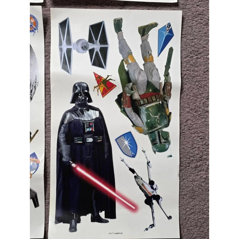 Star Wars Stickers 4 Sheets Darth Vader Luke Leia Han Solo Millennium Falcon